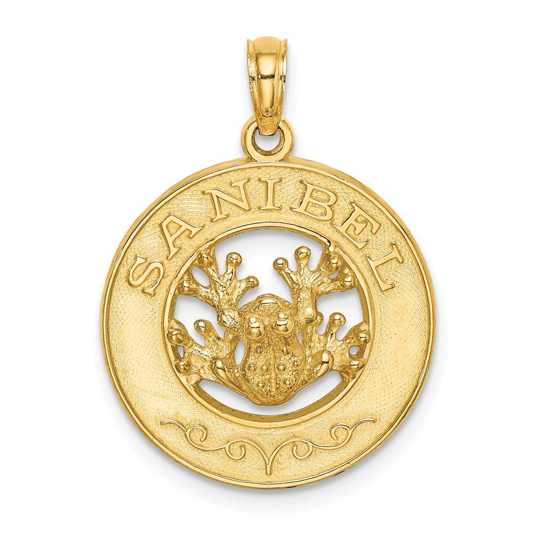 14K Gold Sanibel Round Frame Frog Charm Pendant Necklace for Women - Elegant Jewelry Gift for Birthday, Anniversary & Special Occasions