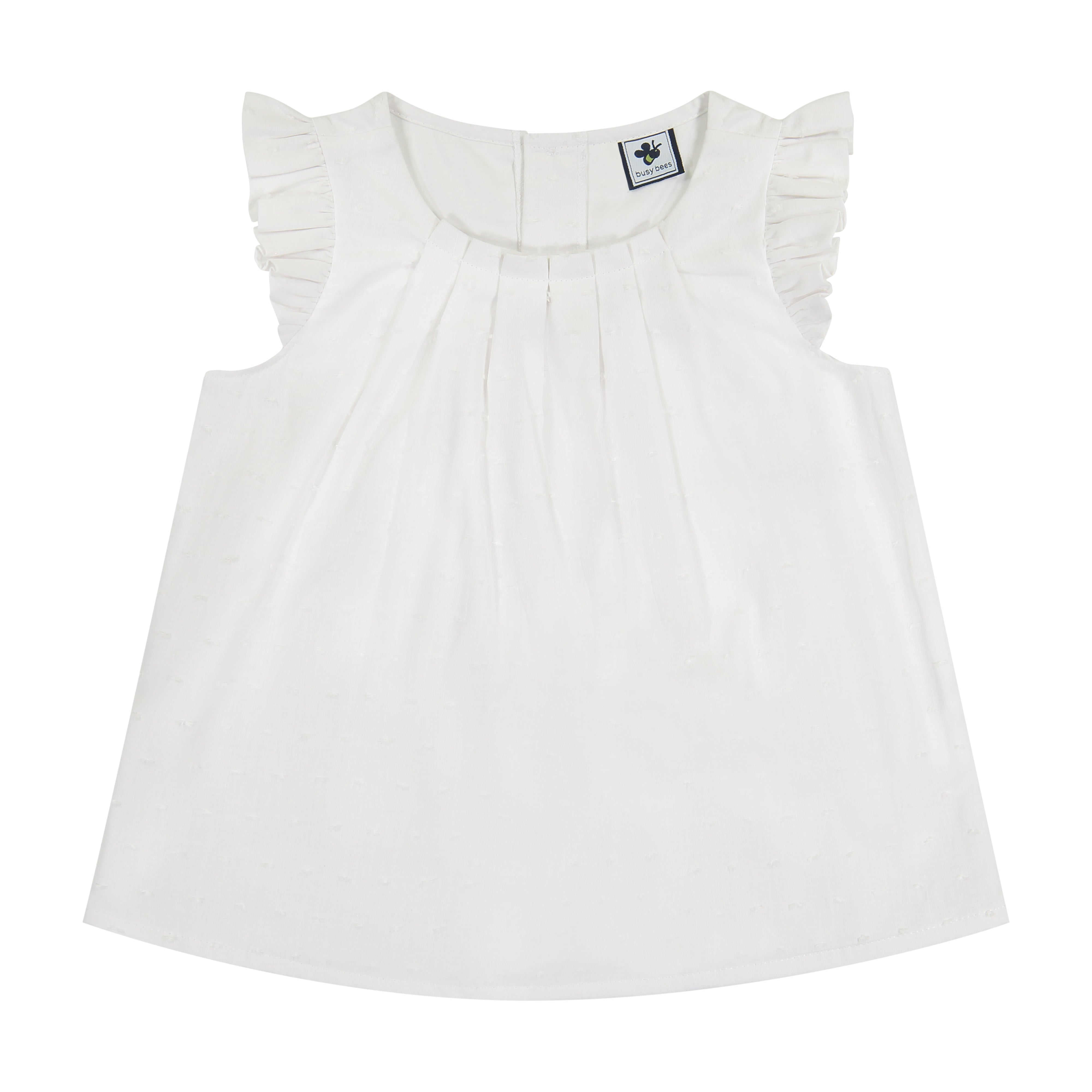Dede Flutter Sleeve Blouse - Women's White Swiss Dot Summer Top with Ruffle Details | Perfect for Casual Outings, Brunch Dates & Beach Vacations