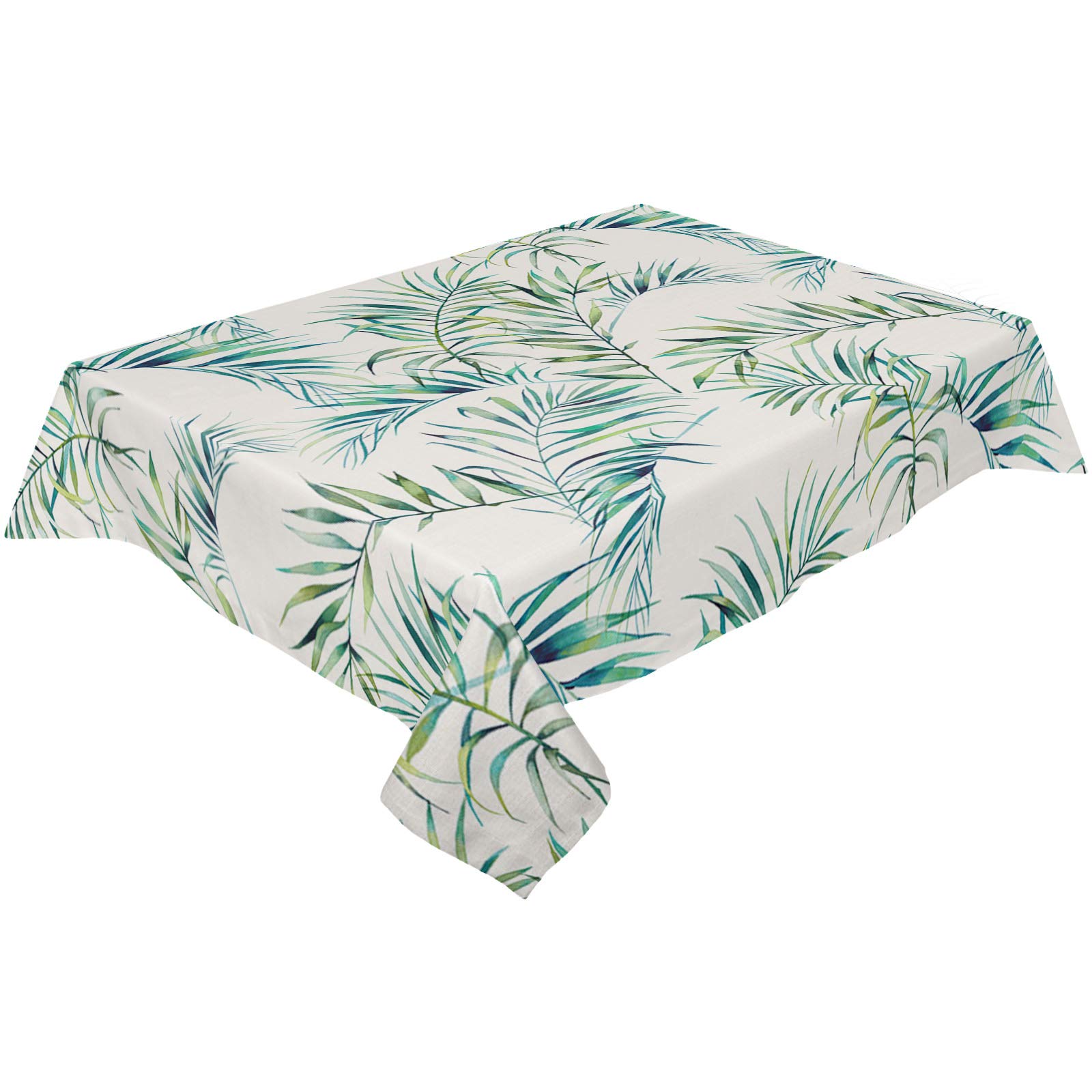 60x120 Inch Waterproof Wrinkle-Resistant Stain-Proof Tablecloth - Tropical Green Leaf Design for Indoor/Outdoor Dining, Parties & Picnics | Washable Fabric Table Cover for Summer Decor & Everyday Use