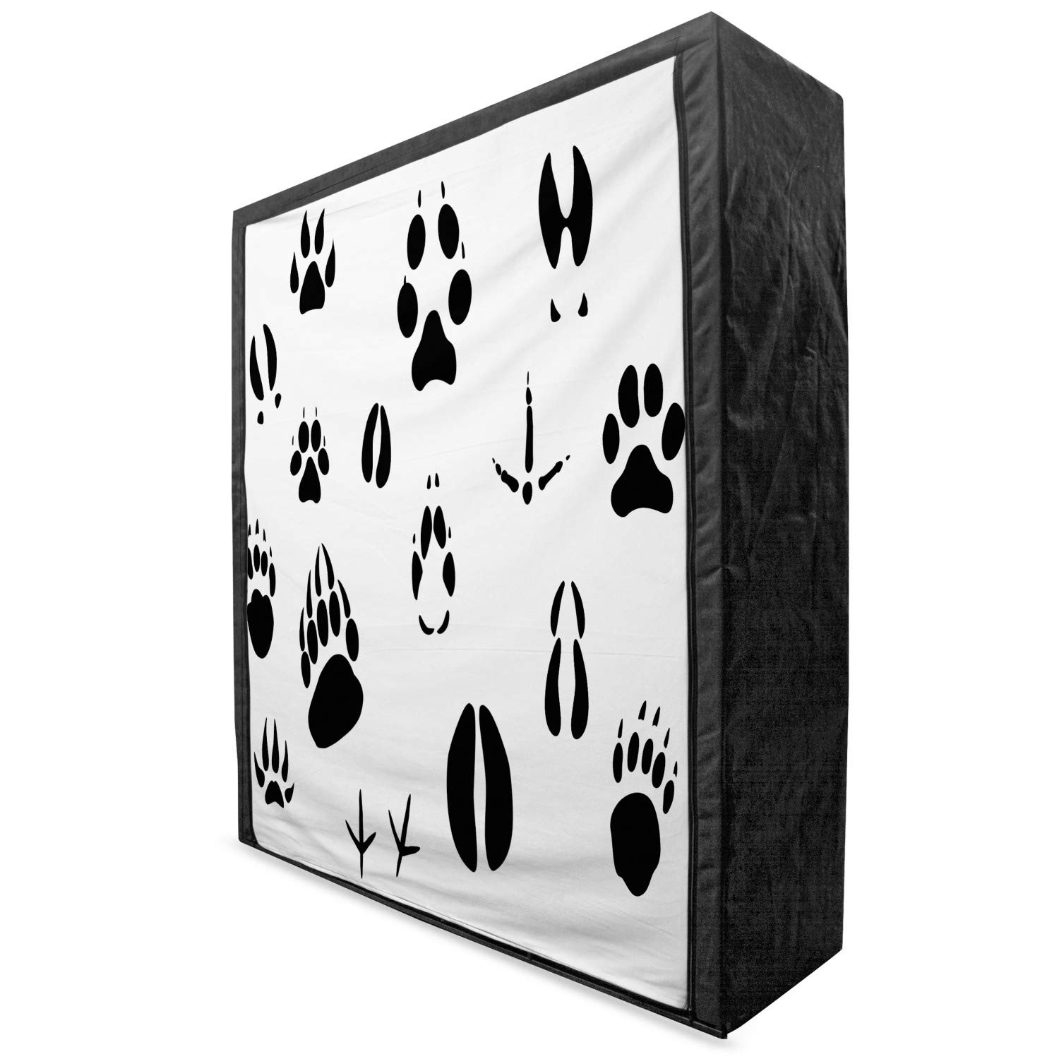 Ambesonne Hunting Portable Fabric Wardrobe - Wildlife Animal Footprints & Hooves Claw Silhouettes Nature Theme Closet Organizer with Shelves, 59