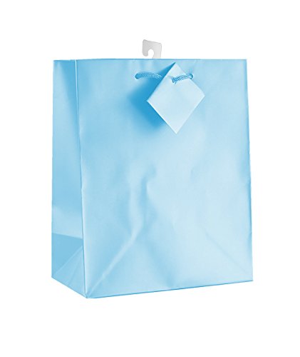 12-Piece Solid Color Gift Bags Set - Premium Matt Laminated Finish in Light Blue - Perfect for Birthday, Wedding, Baby Shower & Party Favors Packaging