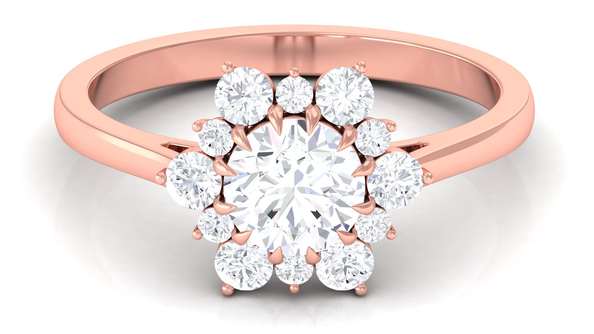Certified 1.75 CT Moissanite Engagement Ring for Women - 14K Solid Gold Round Cut Halo Ring with Moissanite Stones | Rosec Jewels | Perfect for Proposals, Anniversaries & Special Occasions