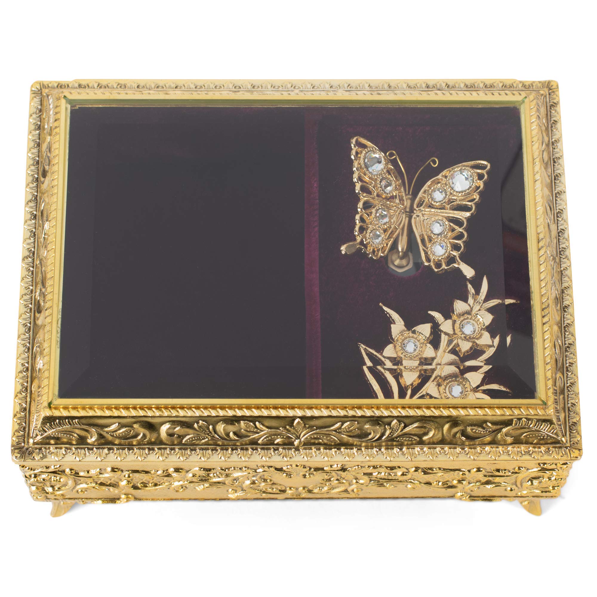 Swarovski Crystal Butterfly Music Jewelry Box - Clair De Lune Gift for Women