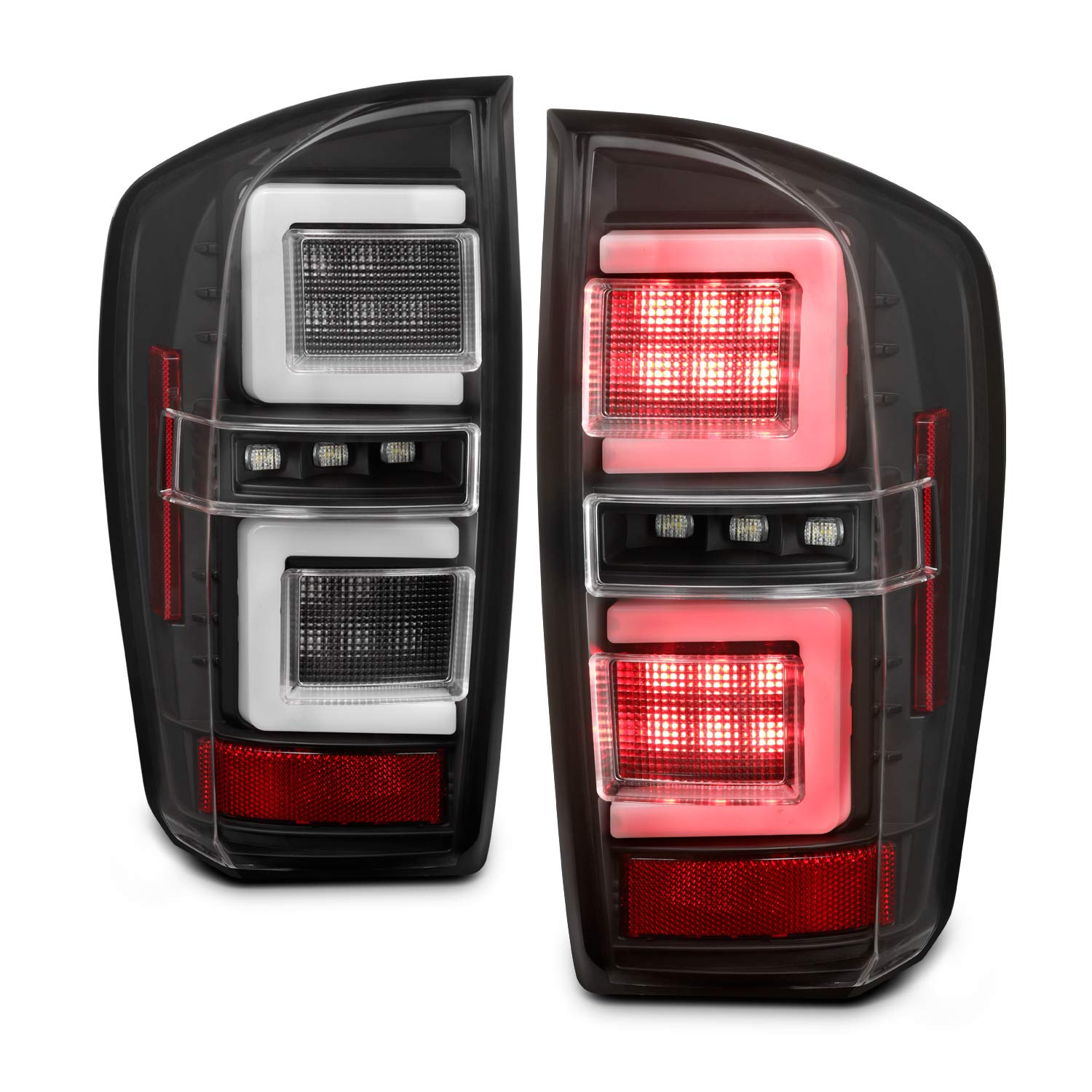 AKKON LED Tail Lights for 2016-2022 Toyota Tacoma - Black Tube Style Brake Lamps (Pair) - Perfect for Off-Roading & Night Driving
