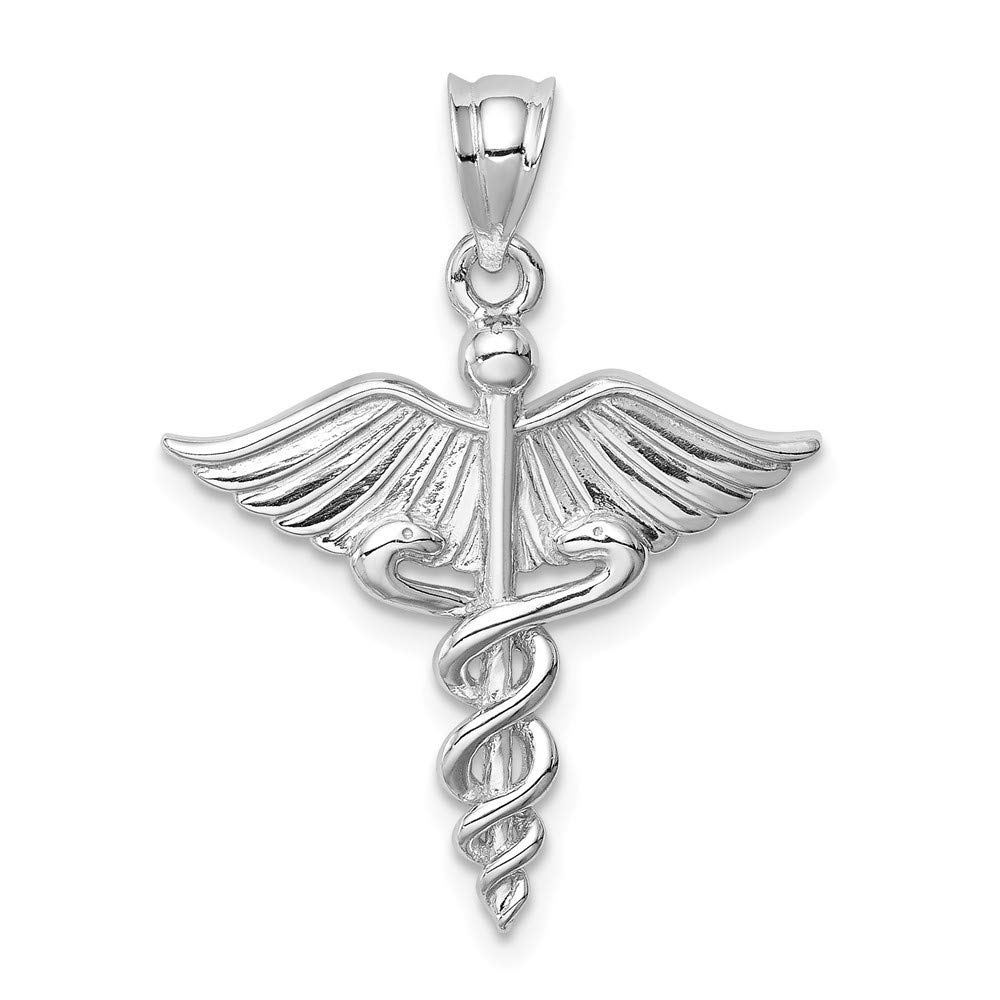 14K White Gold Polished Medical Pendant Necklace - Elegant Jewelry Gift for Nurses, Doctors & Healthcare Workers - Perfect for Graduation, Appreciation Gifts & Everyday Wear