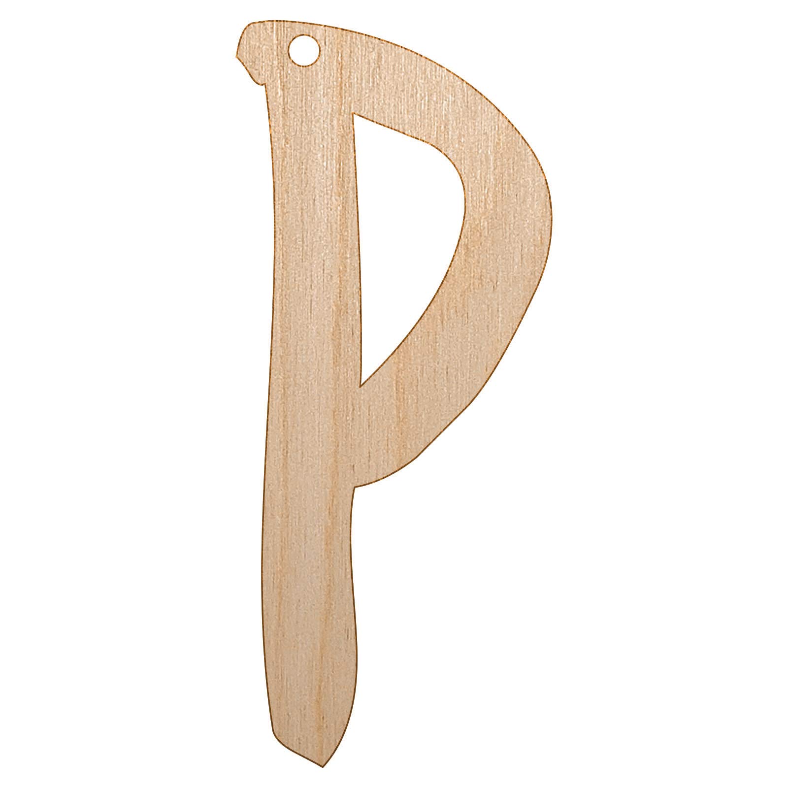 Sniggle Sloth Letter P Uppercase Felt Marker Font Unfinished Wood Ornament - DIY Christmas Tree Decoration, Holiday Craft Project for Home Decor & Gift Making