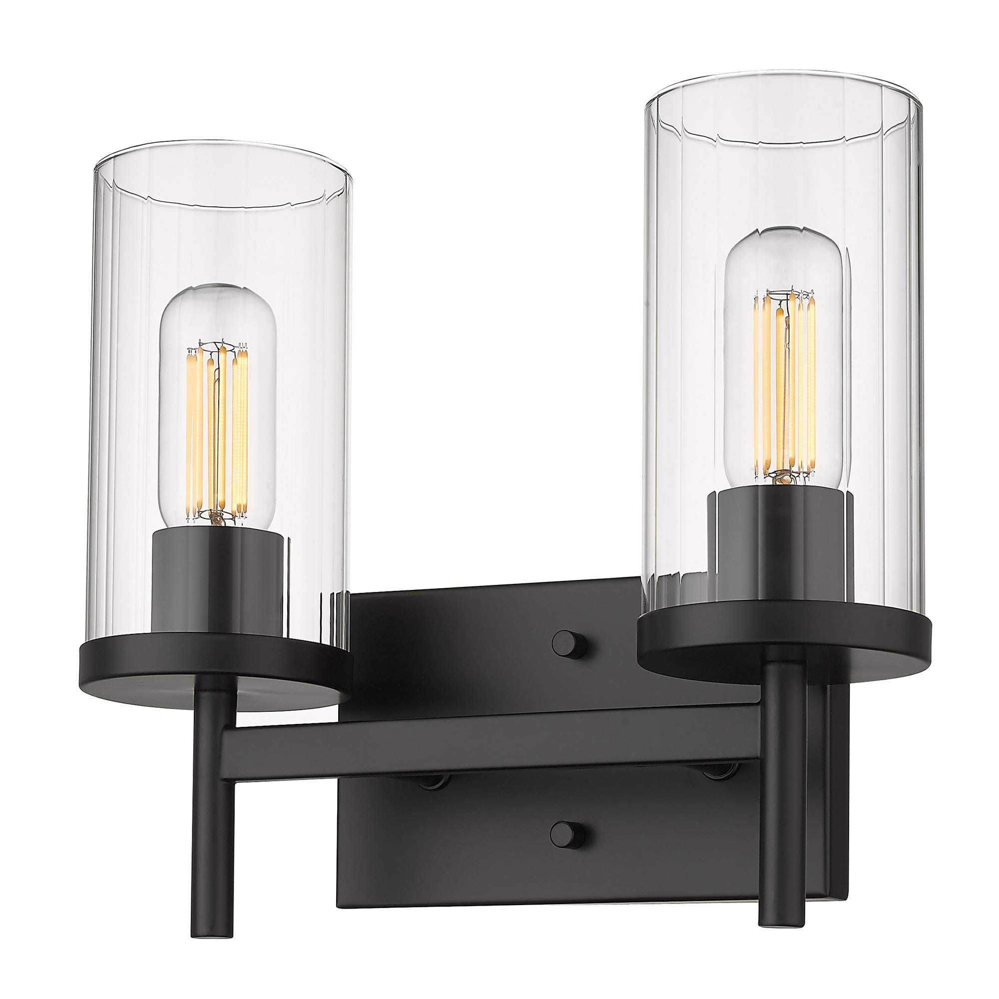 Golden Lighting 7011-BA2 BLK-CLR Winslett Bath Fixture - Matte Black Bathroom Vanity Light with Clear Glass Shades - Perfect for Modern Bathrooms, Powder Rooms & Home Decor Lighting
