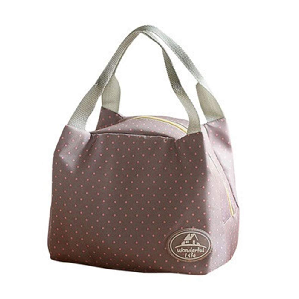 Meideli Insulated Lunch Bags for Women - Thermal Reusable Lunch Tote with Handle - Grey Dot Pattern (Perfect for Work, School, Picnics & Outdoor Activities)
