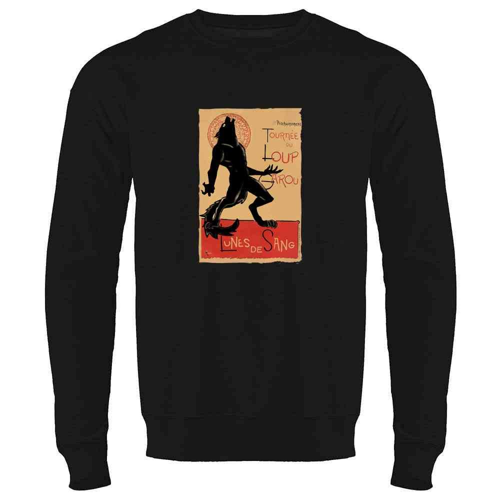 Black Werewolf Chat Noir Parody Long Sleeve T-Shirt - Gothic Horror Graphic Tee for Halloween Cosplay & Anime Fans