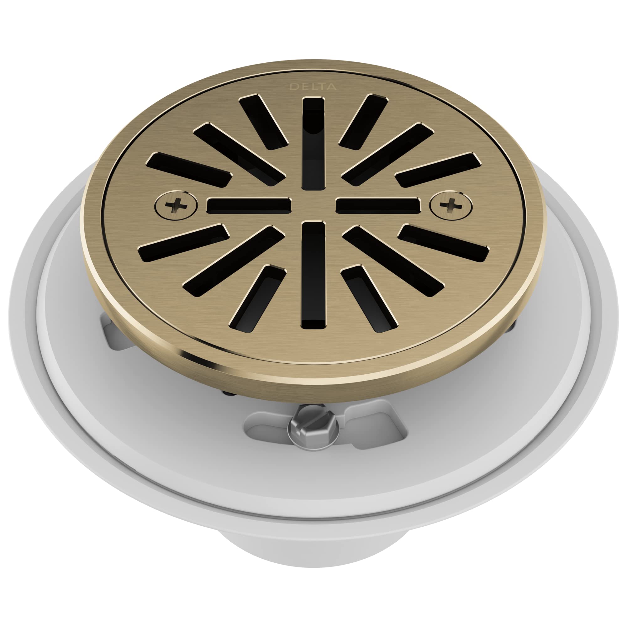 Delta Faucet 4 Inch Tile-In Round Shower Floor Drain in Gold - Premium Shower Drain Kit with Chrome Finish - Perfect for Bathroom Renovations & Luxury Shower Installations