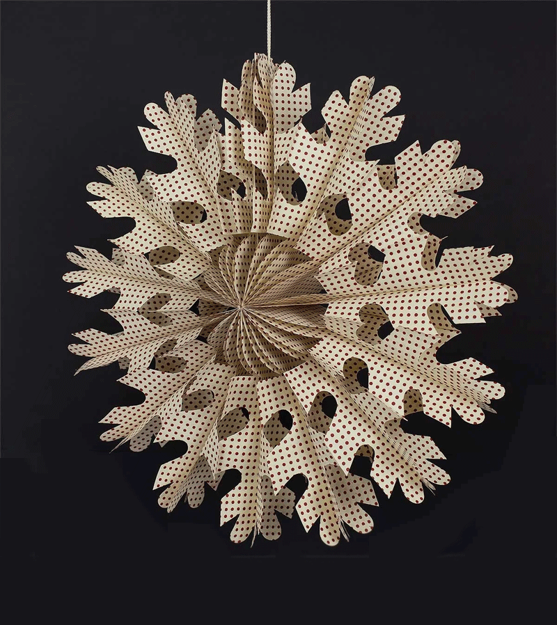 Large Red and White Dotted Mira Paper Star Decoration - Handmade AfroArt Hanging Ornament for Christmas, Party, Home & Wedding Decor