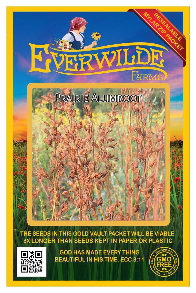 Everwilde Farms - 2000 Prairie Alumroot Native Wildflower Seeds - Gold Vault Jumbo Seed Packet for Pollinator Gardens & Natural Landscaping