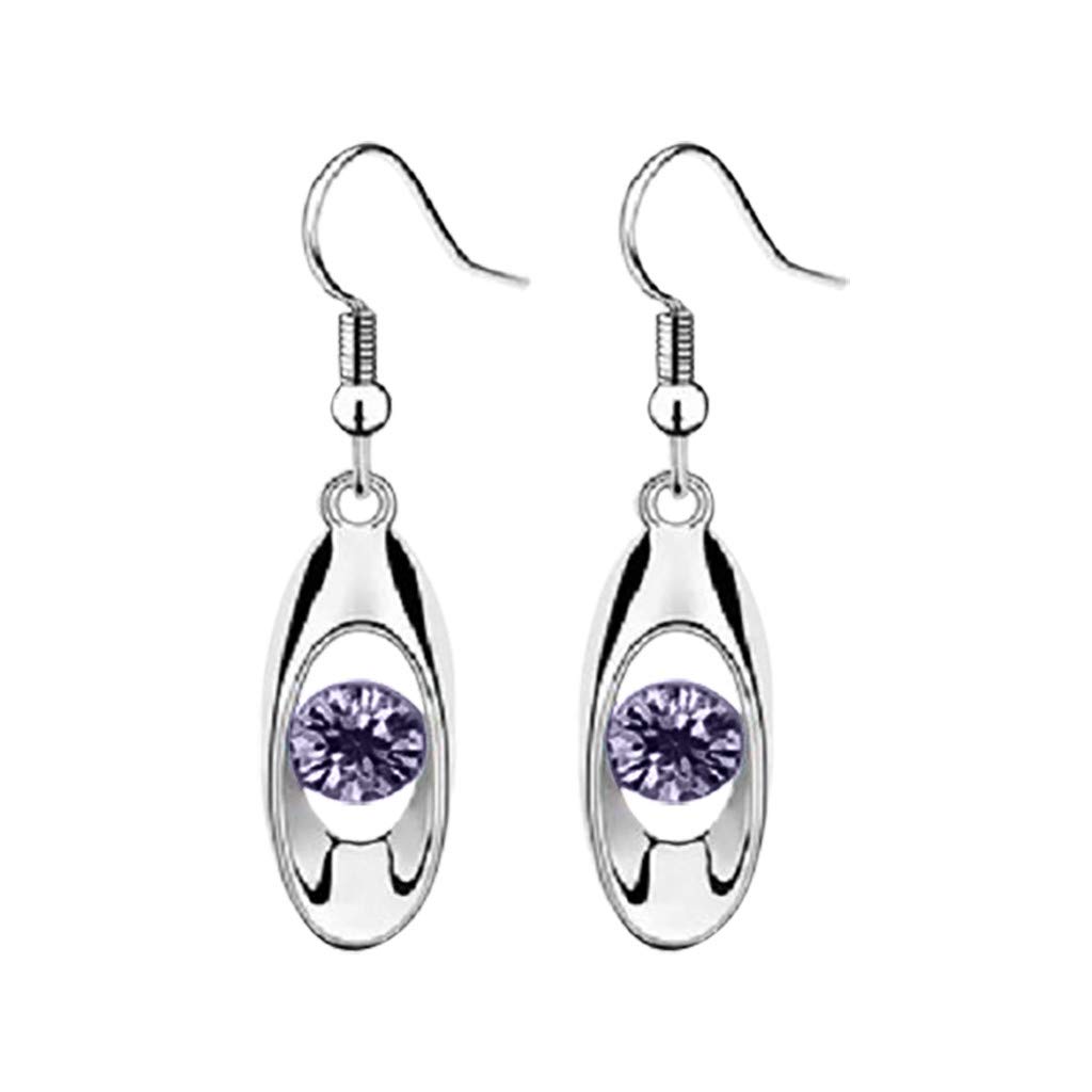 2PC Fashion Crystal Drop Dangle Earrings for Women - Oval Long Clip-On Earrings Gift Jewelry for Girls, Christmas, Party, Wedding & Special Occasions (One Size)