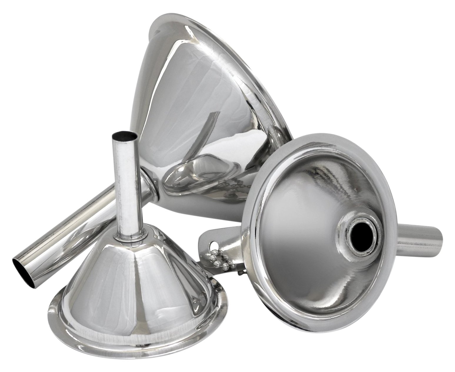 Greenco Estilo 3-Piece Stainless Steel Funnel Set - Kitchen Cooking, Baking, Oil Transfer & Auto Maintenance Essential Tools