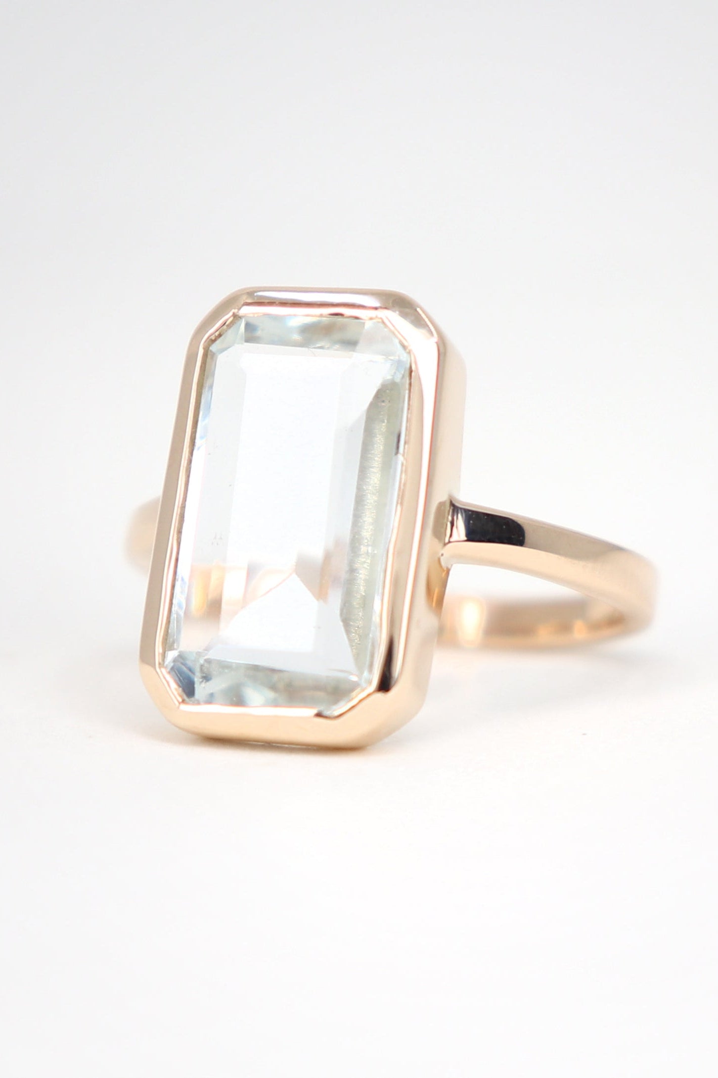 9K Yellow Gold Aquamarine Baguette Ring - Elegant Jewelry for Women, Perfect for Weddings, Anniversaries & Special Occasions