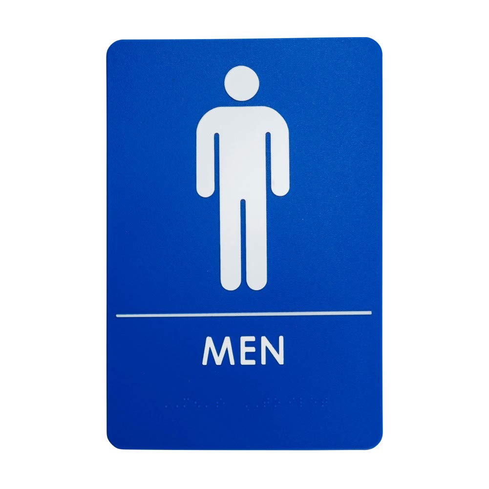 ADA Compliant Men's Restroom Sign - Blue & White with Adhesive Tape & Instructions (24 Pack) - Perfect for Offices, Restaurants & Public Facilities