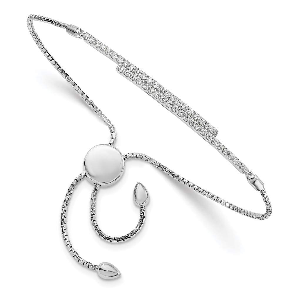 925 Sterling Silver Cubic Zirconia Brilliant Embers Adjustable Bracelet for Women - Elegant Fine Jewelry Gift for Her (7