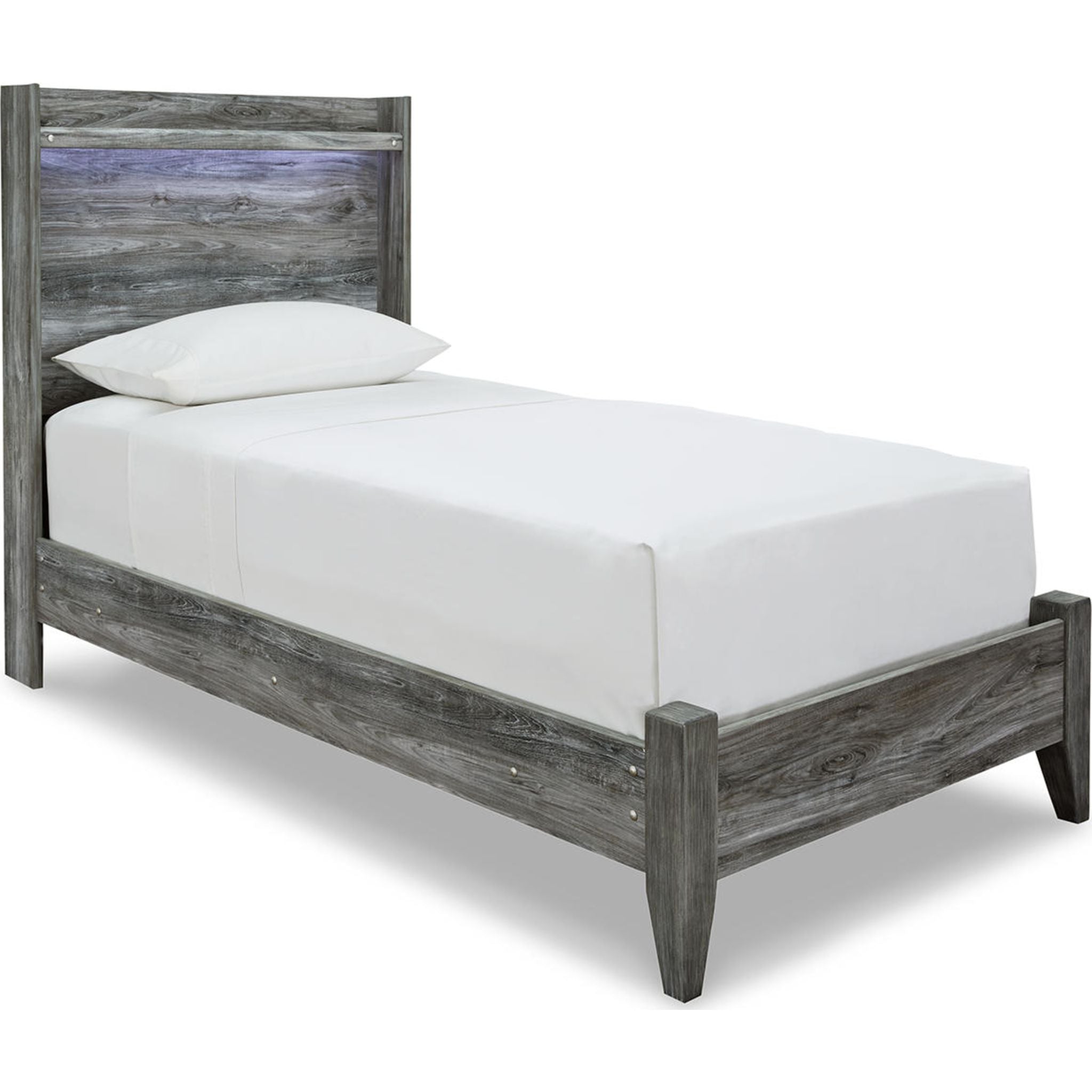 Baystorm Twin Panel Bed Frame with Headboard - Gray Wooden Platform Bed for Kids, Teens & Adults - Perfect for Small Spaces, Guest Rooms & Dormitories