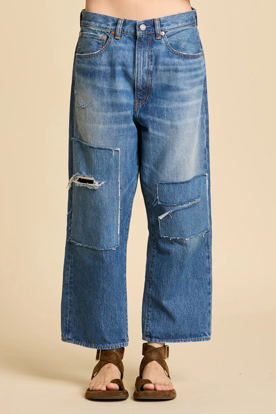 Haisley Slouch Boyfriend Jeans for Women - Apsley Blue Distressed Denim | Comfortable Relaxed Fit for Casual Outings & Weekend Wear