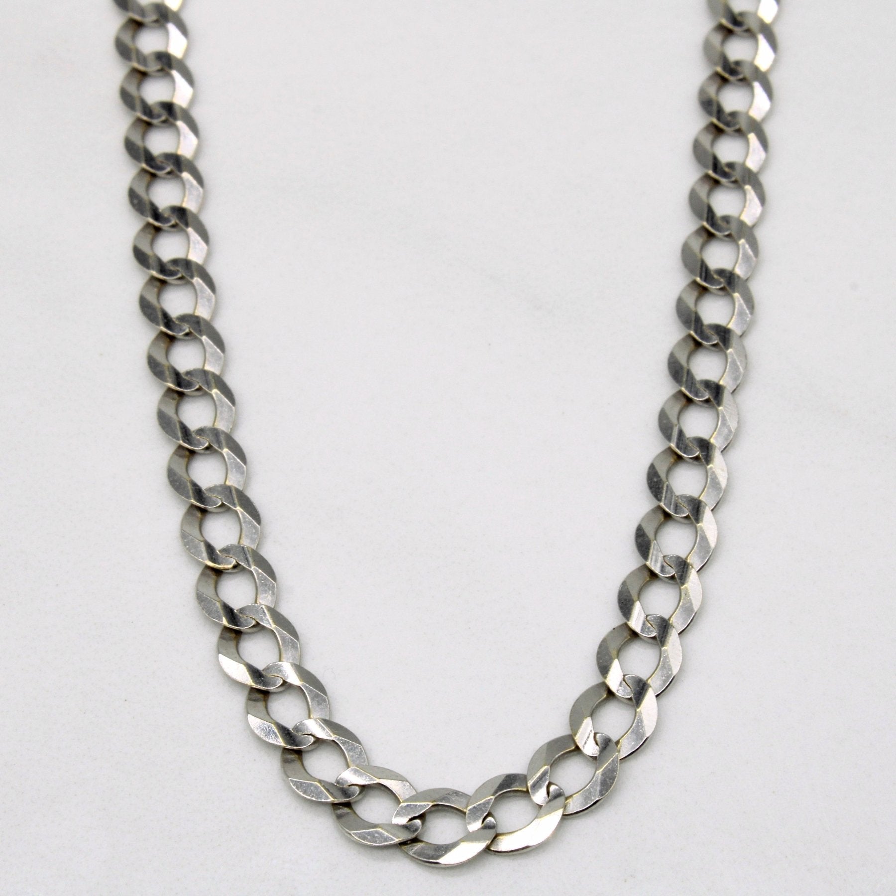 10K White Gold Curb Link Chain Necklace 24 Inch - Elegant Jewelry for Women, Perfect for Everyday Wear, Parties & Special Occasions