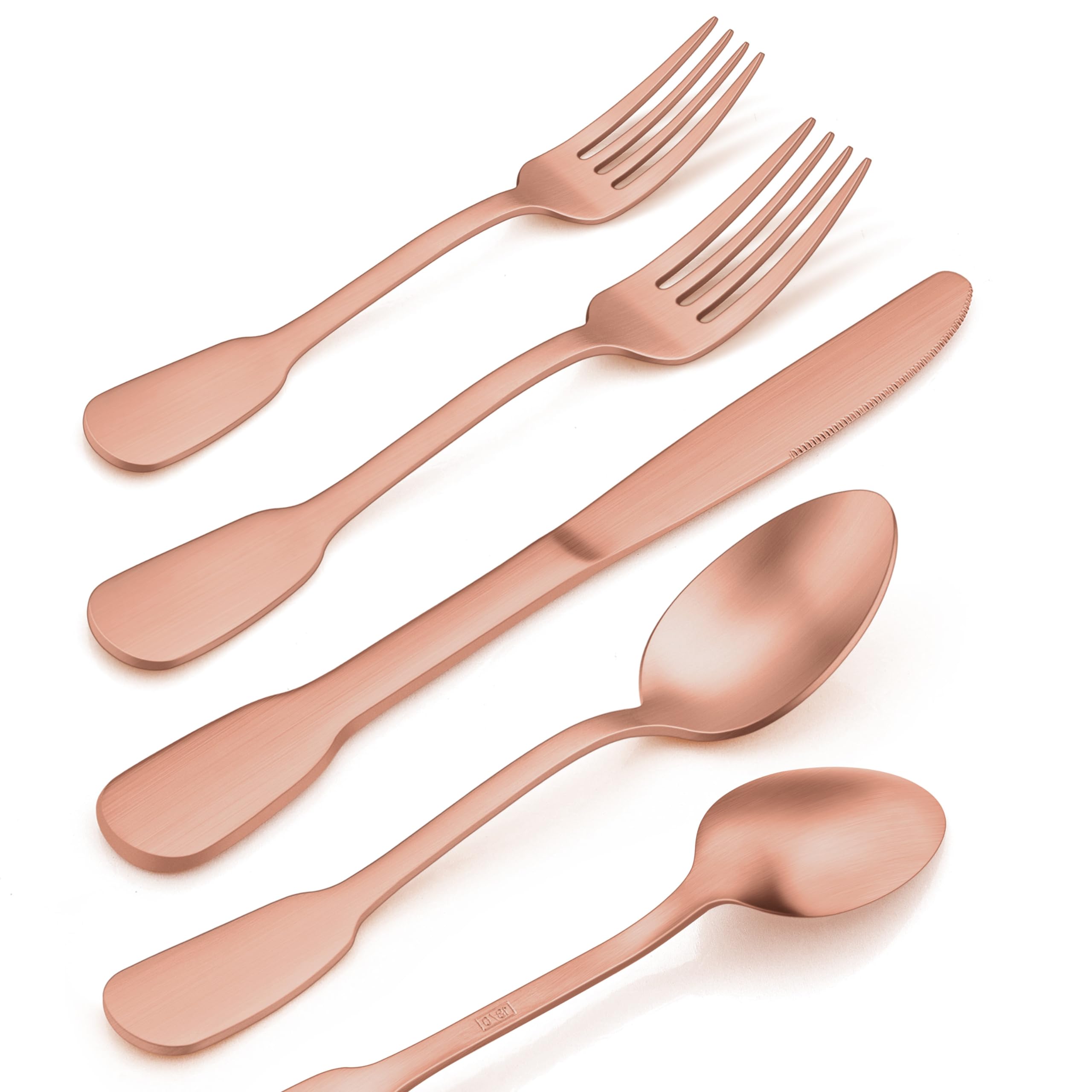 Premium 20-Piece Stainless Steel Flatware Set - Copper Silverware Cutlery for Home & Restaurant | Knife, Fork & Spoon Set with Ergonomic Design | Dishwasher Safe Tableware for Everyday Dining & Entertaining