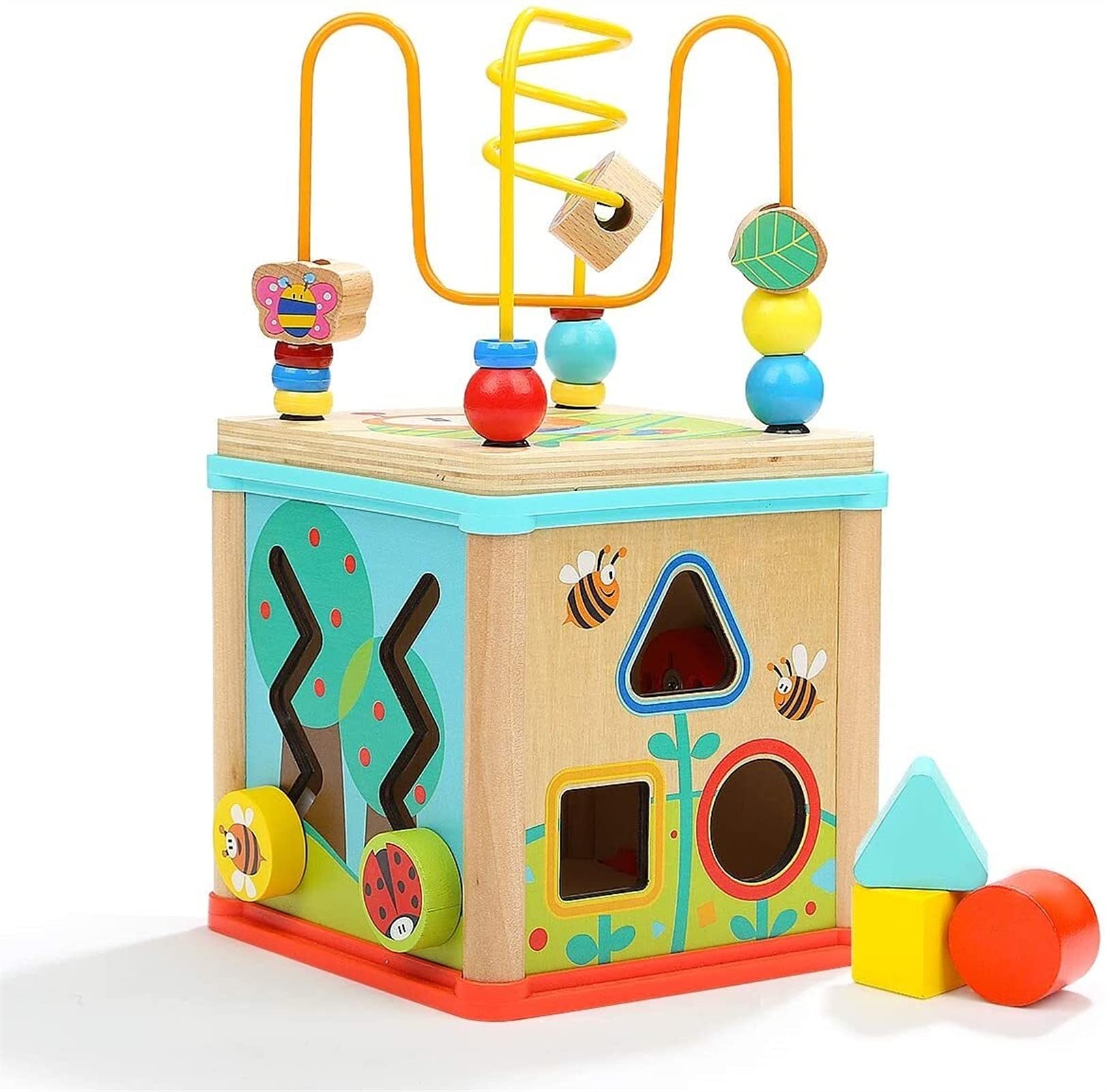 WJJ Wooden Educational Toys - Multifunctional Beaded Tetrahedron Puzzle for Kids Learning & Development | Perfect for Preschool, Montessori & STEM Activities