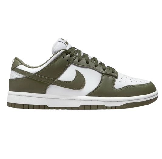 Nike Women's Dunk Low Sneakers - White & Medium Olive | Casual Lifestyle Shoes for Women | Perfect for Streetwear, Gym & Everyday Fashion