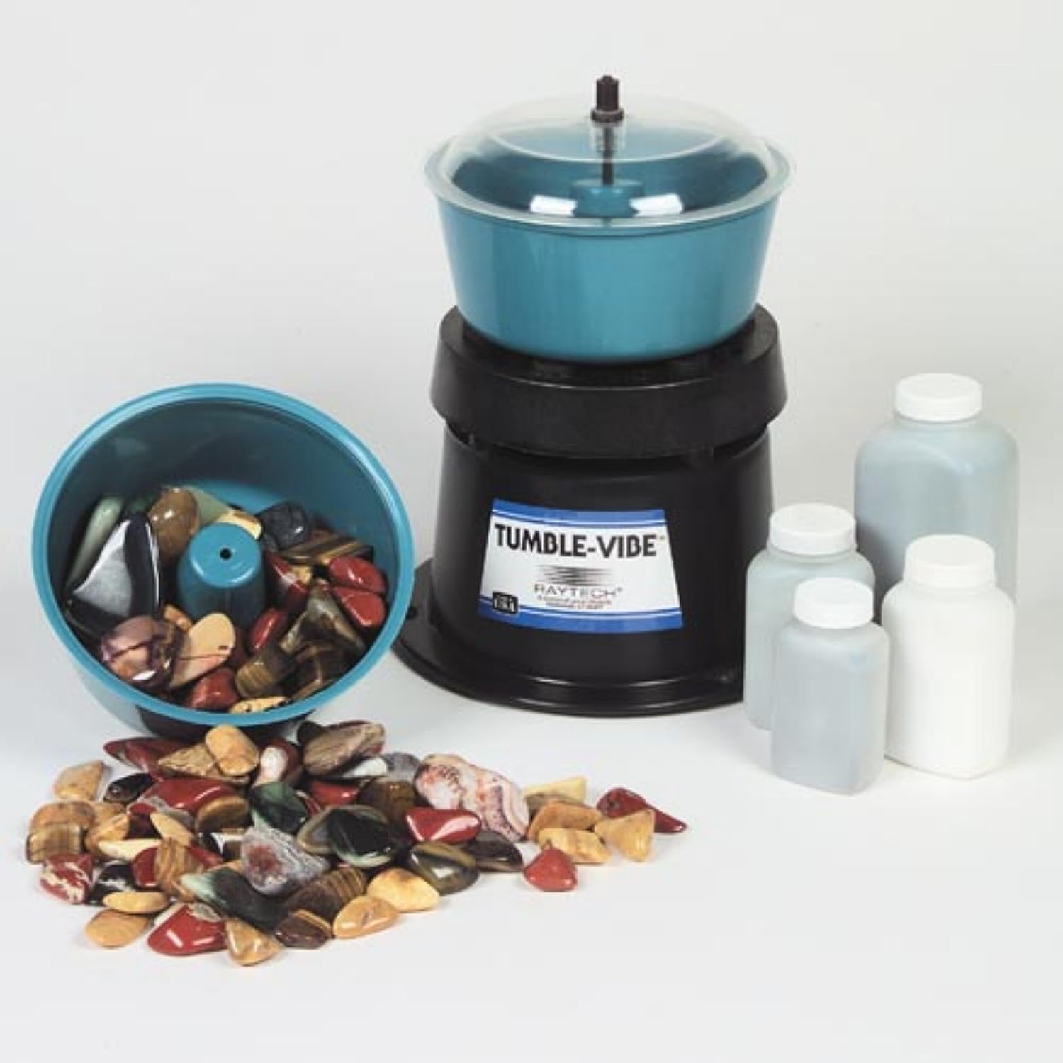 Raytech Rock Polishing Kit - 8 Inch Diamond Lapidary Grinding Wheel with Blue Bowl for Gemstone, Jewelry Making & Lapidary Work - Perfect for Hobbyists, DIY Crafters & Professional Jewelers