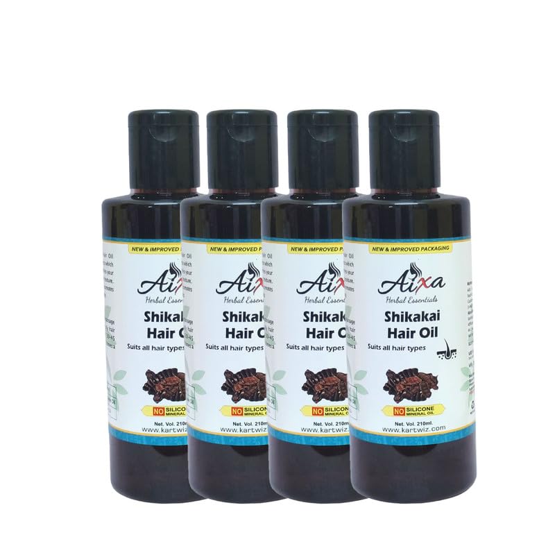 Aixa Shikakai Hair Oil - Natural Ayurvedic Hair Growth Treatment for Strong, Shiny Hair | Paraben-Free, Sulfate-Free, Cruelty-Free | 210ml (4-Pack) | Perfect for Daily Hair Care & Scalp Massage