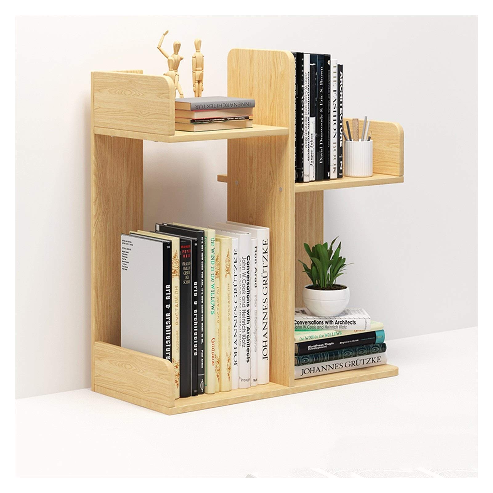 Wooden Bookshelf Organizer - Office Desktop Storage Rack for Books, Files & Supplies | Compact Bookcase & Display Shelf for Home, Office & Workspace Organization