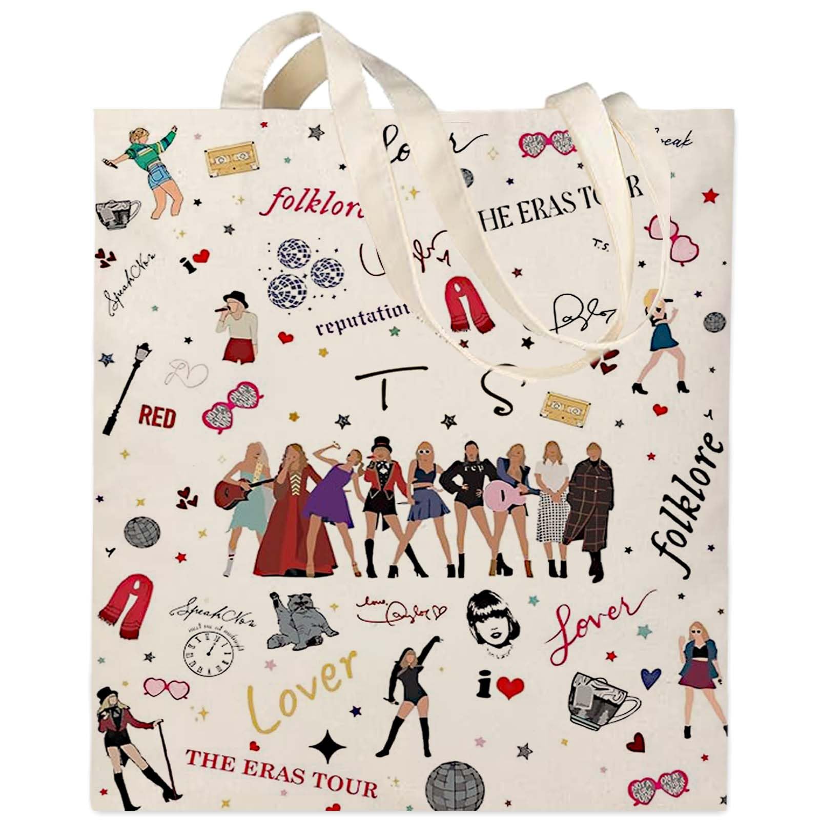 TS Fans Canvas Tote Bag - Singer Inspired Makeup Bag for Women | Concert & Travel