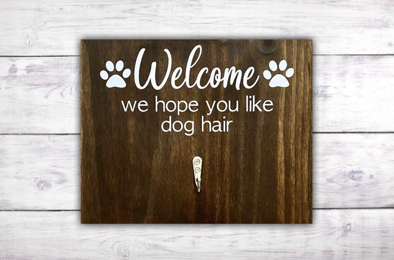 Welcome Dog Sign - Custom Dog Leash Holder & Lint Roller Sign with Funny Dog Quotes - Perfect Dog Lover Gift for Home Entryway Decor by LEADING EDGE DESIGNS | Ideal for Pet Owners & Dog-Themed Housewarming