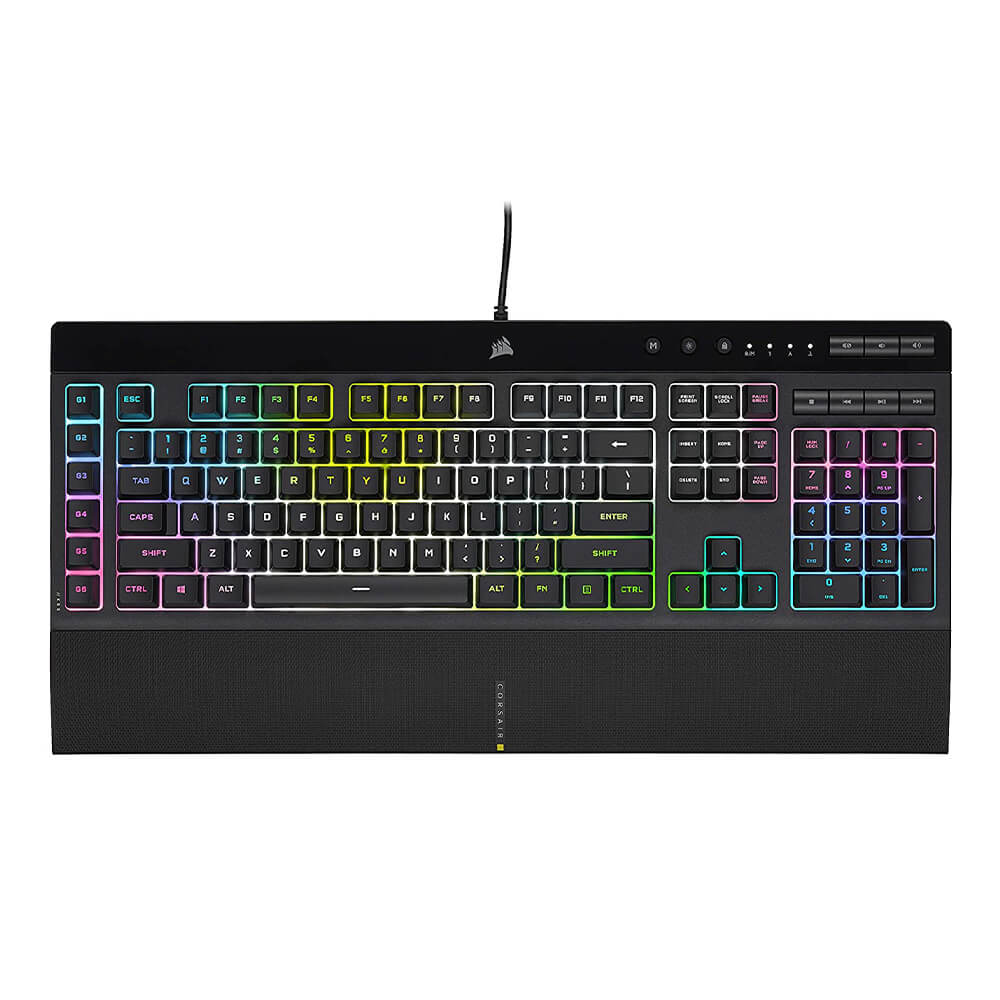 Corsair K55 RGB Pro XT Mechanical Gaming Keyboard - Wired USB RGB Backlit Keyboard with 6 Programmable Macro Keys for PC Gaming, Streaming & Office Work