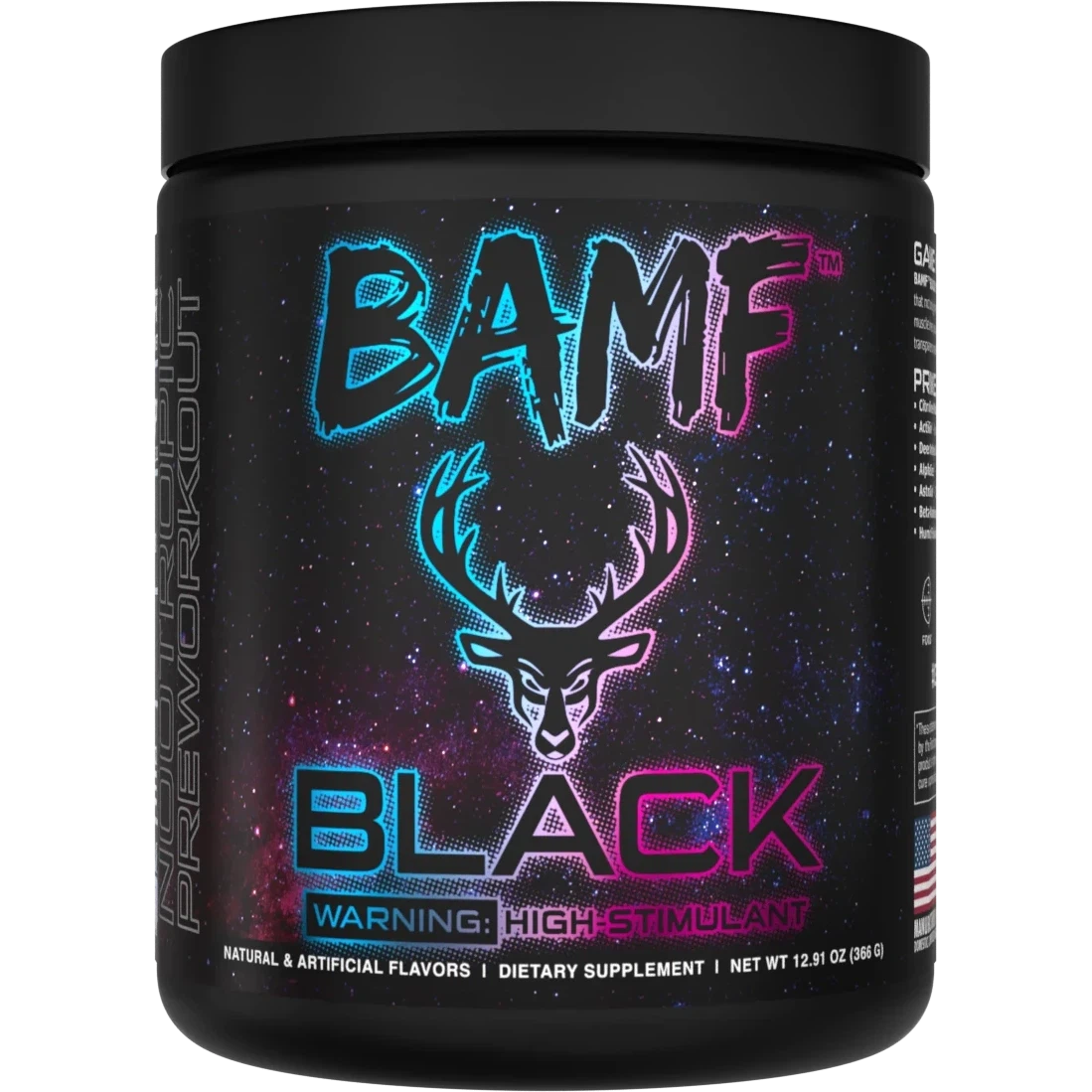 Bucked Up BAMF BLACK Pre-Workout Supplement for Men & Women - Energy, Focus & Muscle Pump Enhancer for Gym & Fitness Training