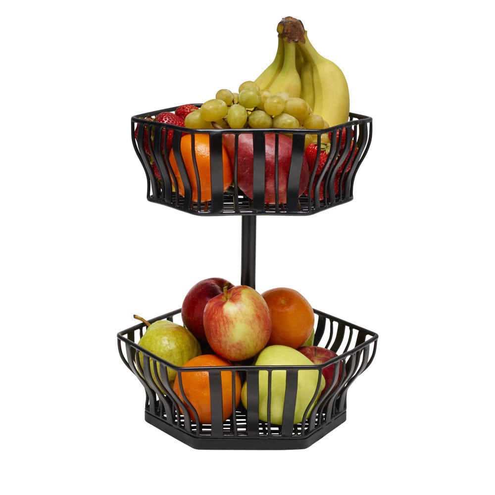 Hexagon 2-Tier Storage Basket - Woven Rattan Organizer for Bathroom, Bedroom, or Living Room - Stylish Home Decor & Space Saving Solution