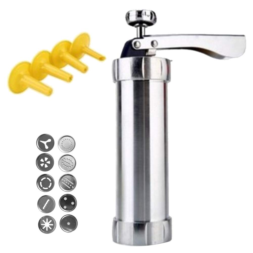 DIY Cookie Press Machine - Stainless Steel Cookie Maker with 12 Nozzles for Homemade Cookies, Crackers & Desserts | Perfect for Baking, Cake Decorating & Sugarcraft | Ideal for Holidays, Parties & Gift Giving