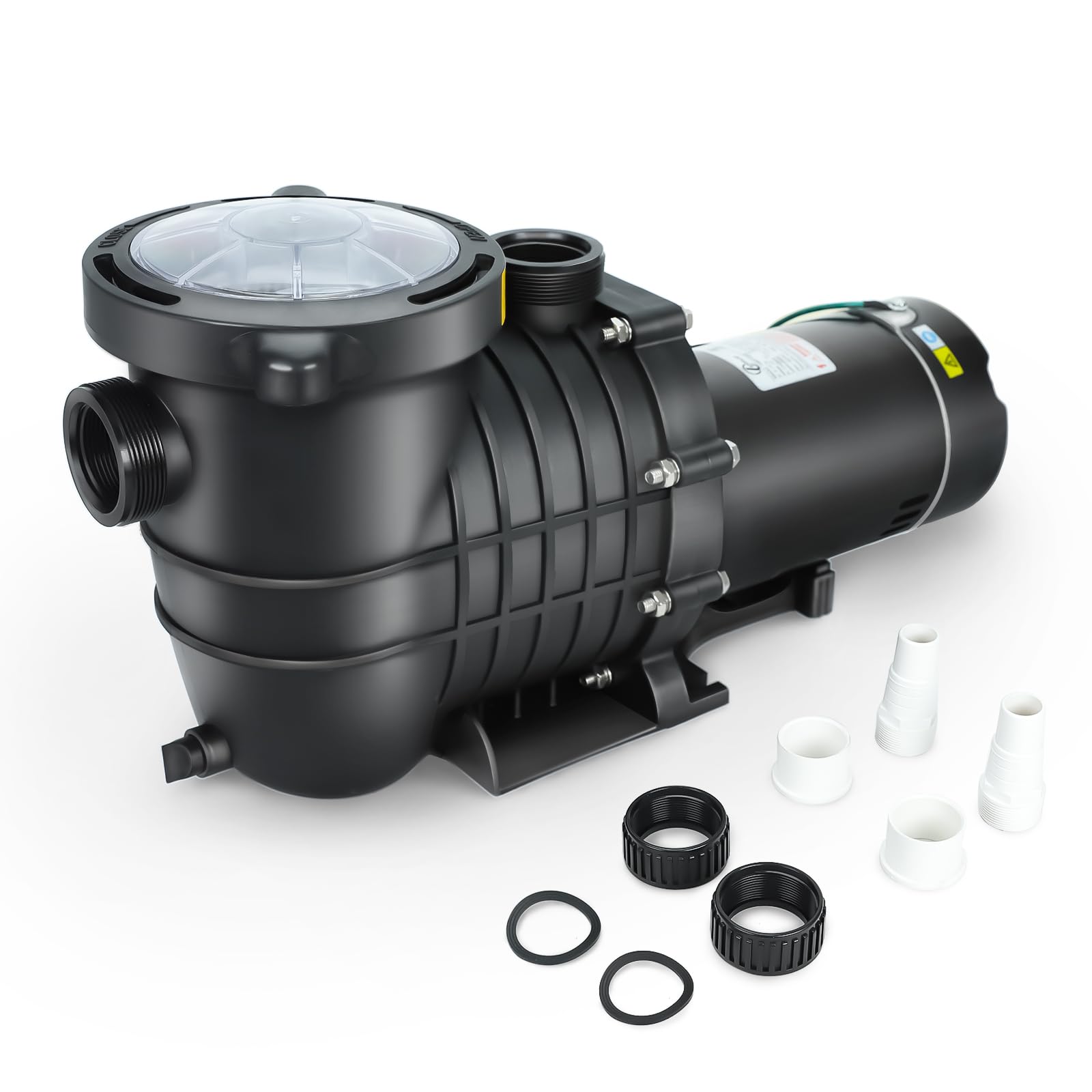 2.0 HP In-Ground & Above Ground Swimming Pool Pump - 110V 6600GPH Single Speed Water Pump with Filter Basket | Ideal for Residential & Commercial Pool Maintenance, Water Circulation & Filtration