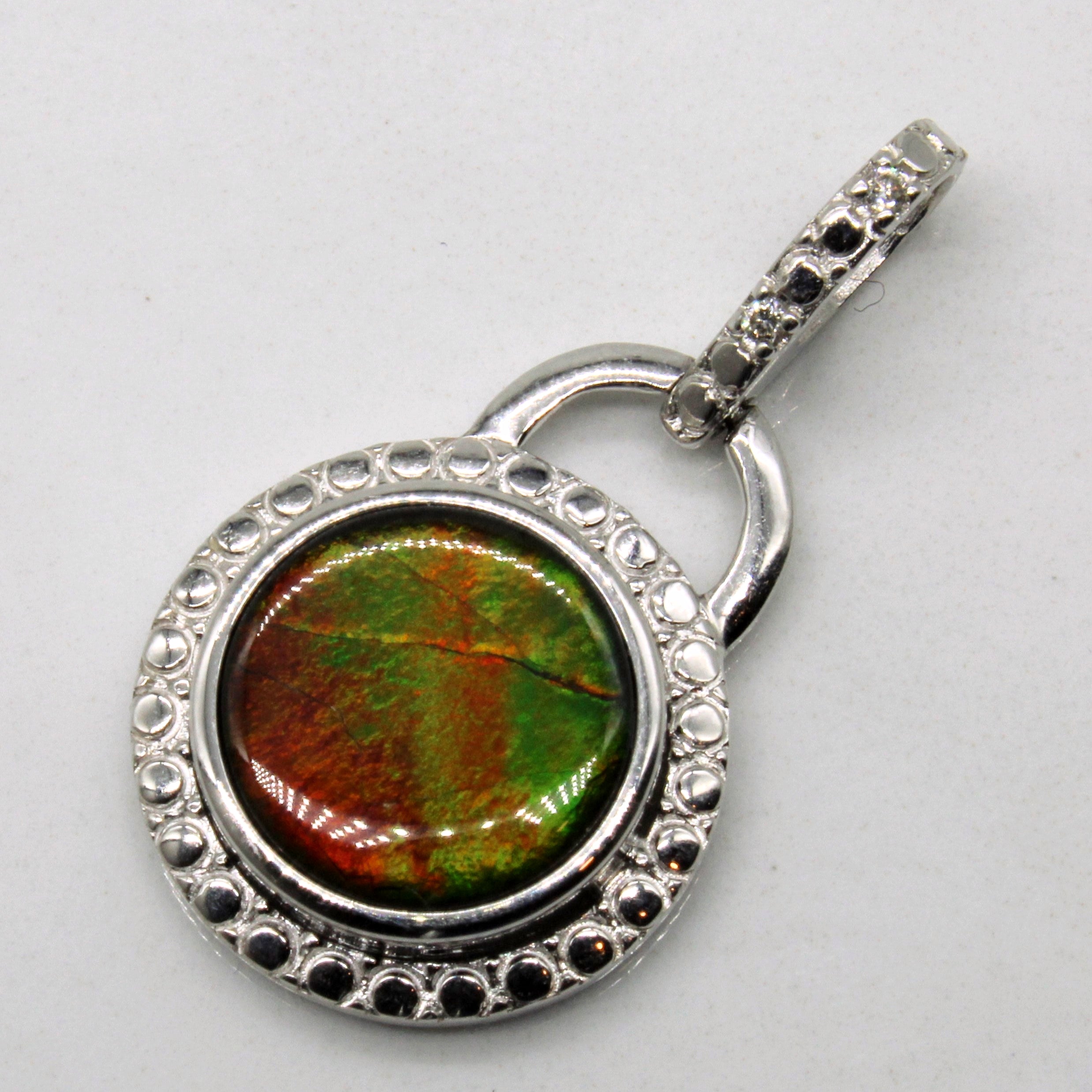 1.35ct Natural Ammolite Pendant Necklace - Genuine Canadian Ammolite Gemstone Jewelry for Women - Elegant Gift for Birthday, Anniversary & Special Occasions