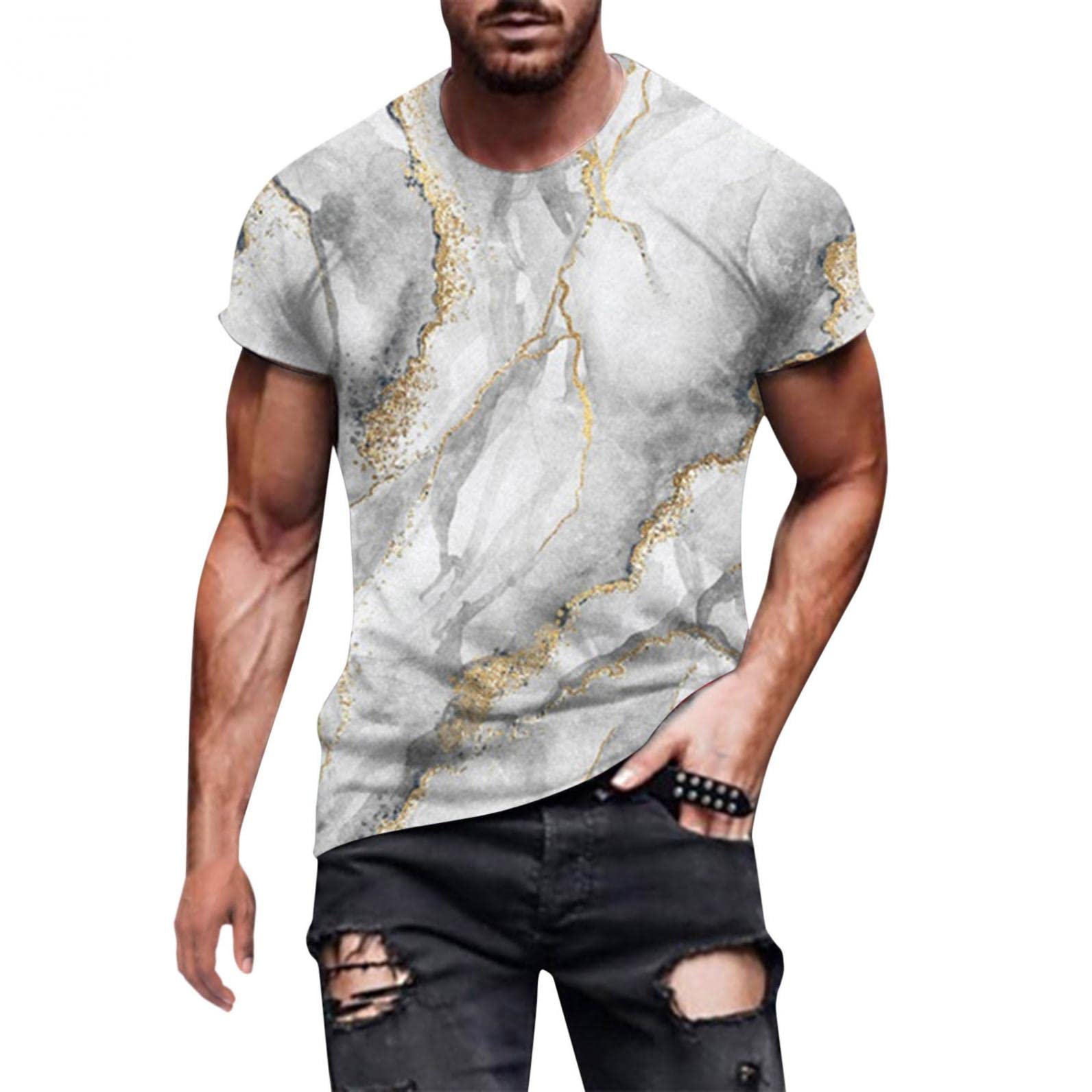 Men's Graphic Print T-Shirts - Casual Short Sleeve Crew Neck Tees for Everyday Wear
