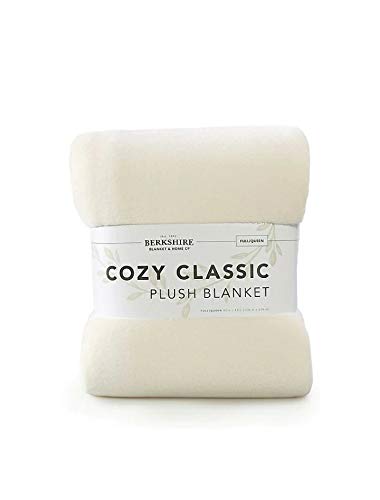 Berkshire Serasoft Plush Blanket Full/Queen Size Cream - Ultra Soft Cozy Fleece Throw for Bed, Couch & Winter Warmth