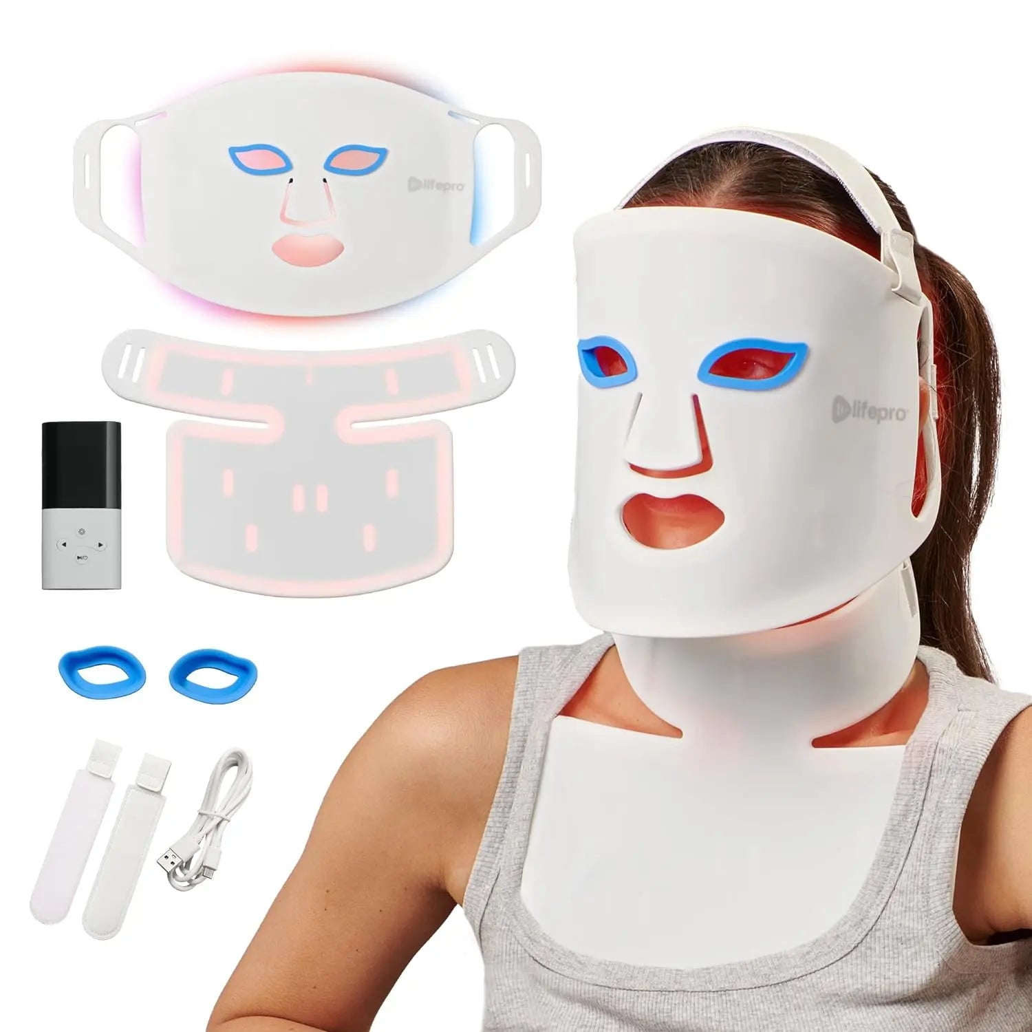 RevitaGlow Pro LED Light Therapy Mask for Face - Anti-Aging, Acne Treatment & Skin Rejuvenation - Perfect for Home Skincare & Spa Relaxation
