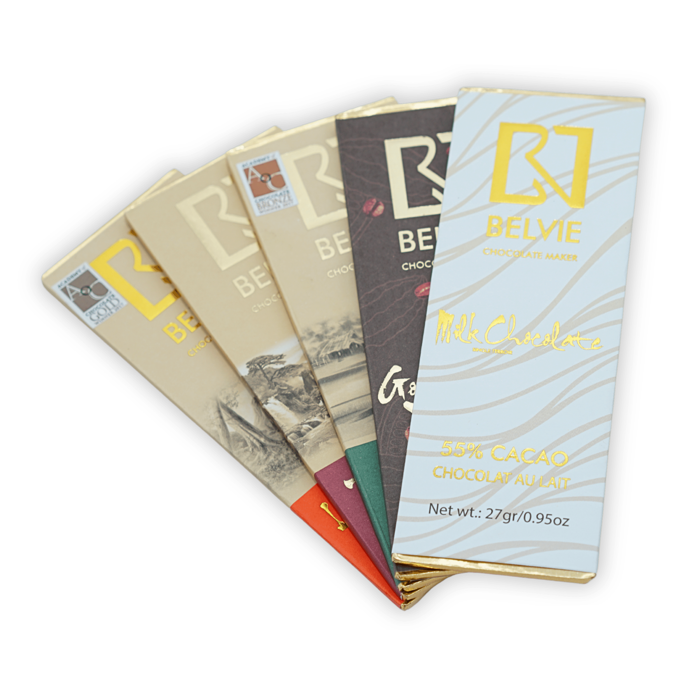 Belvie Mini Chocolate Bar Gift Set (5 Bars) - Perfect for Holidays, Birthdays & Corporate Gifts