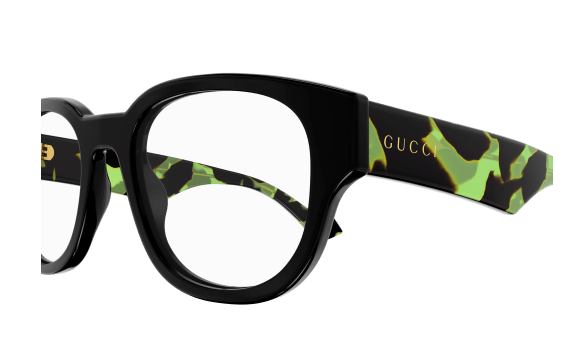 Gucci GG1429O 003 Black Havana Clear Round Men's Eyeglasses - Stylish Prescription Glasses for Men, UV Protection, Lightweight Frame - Perfect for Office, Driving & Everyday Wear