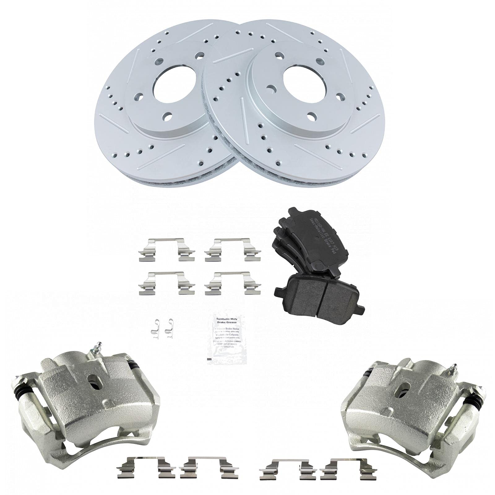 TRQ Front Performance Brake Pad & Rotor Kit - Semi-Metallic Vented Premium G-Coated - Compatible with 2008-2011 Chevrolet HHR - Perfect for Daily Driving & High-Performance Braking