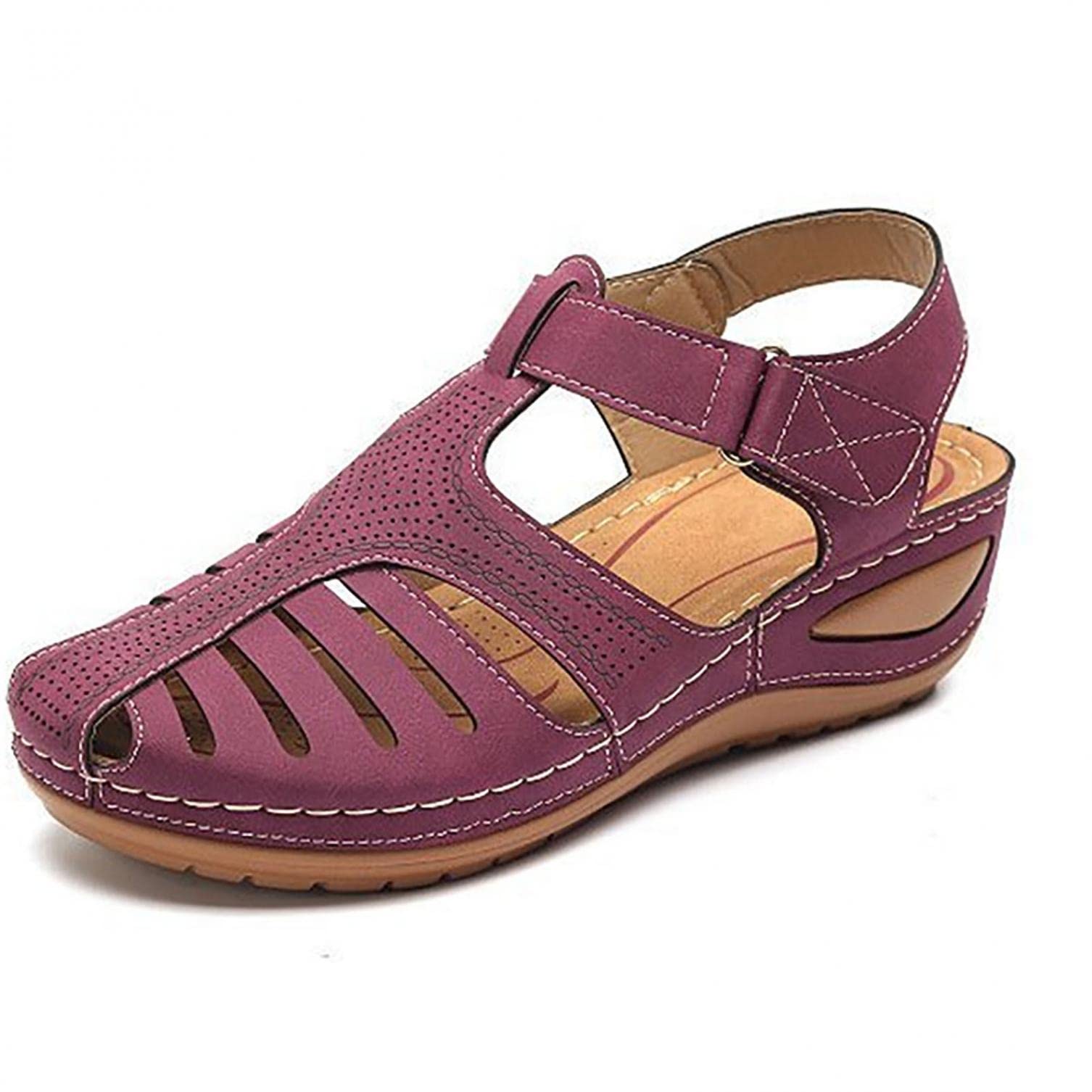 Viyabling Women's Orthopedic Wedge Sandals - Premium Vintage Open Toe Summer Sandals with Anti-Slip & Breathable Design | Perfect for Casual Wear, Beach Outings & Summer Vacations