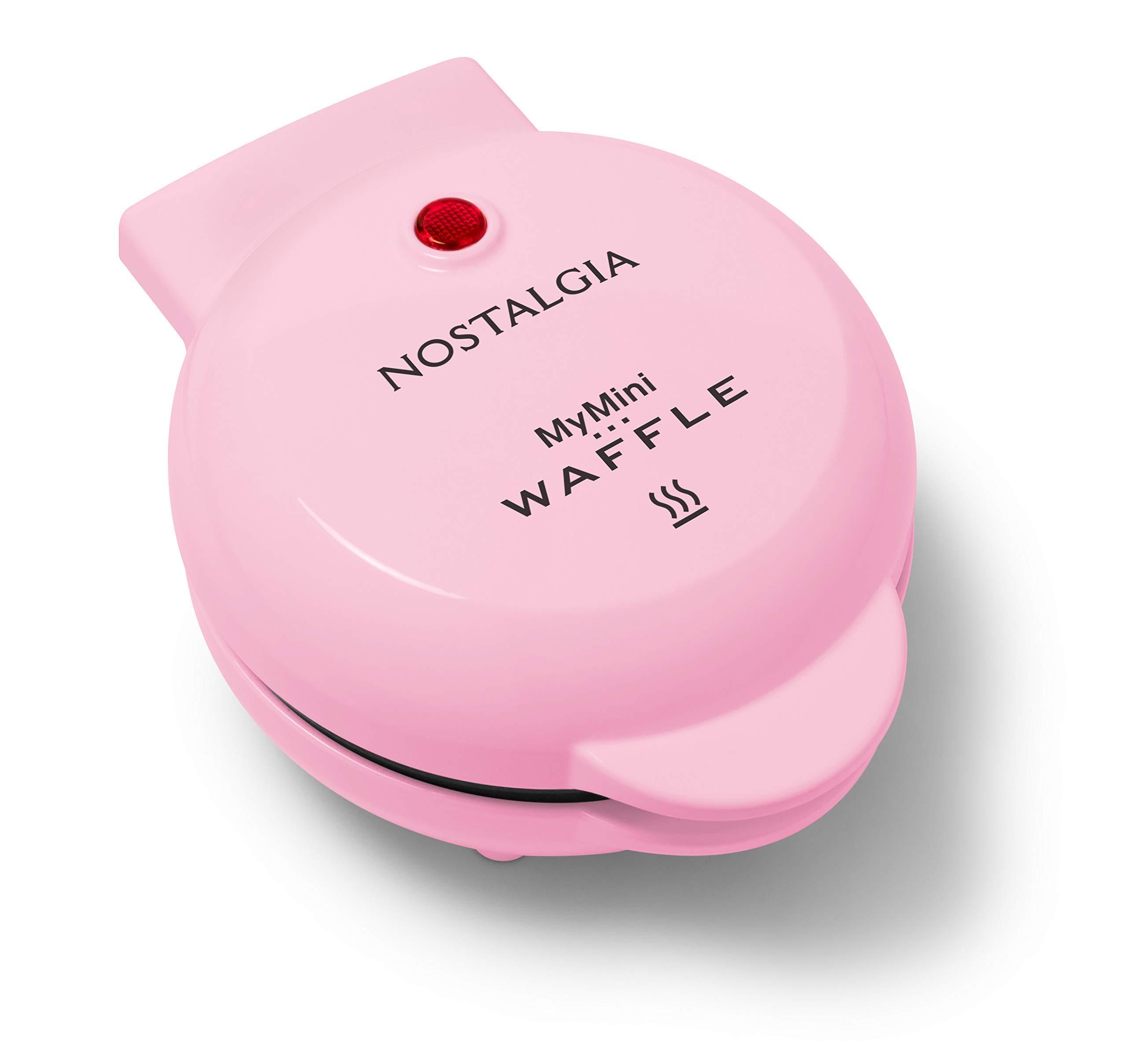 Nostalgia MWF5AQ MyMini Personal Electric Waffle Maker - Make Waffles, Hash Browns, French Toast, Grilled Cheese, Quesadillas, Brownies & Cookies - Compact & Portable Pink Waffle Iron for Small Kitchens, Dorms, Camping & Gifts