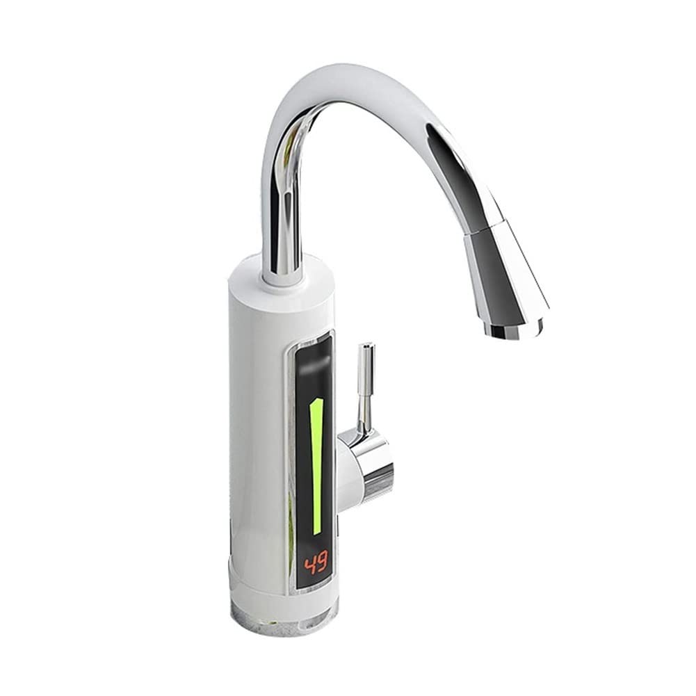 Instant Tankless Electric Hot Water Heater Faucet with LED Digital Display - Fast Heating Tap for Kitchen & Bathroom, White - Perfect for Washing, Cooking, and Cleaning