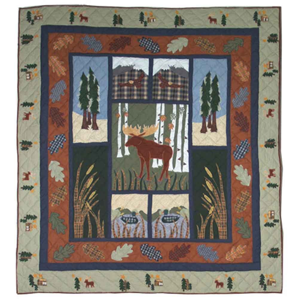 Patch Magic Majestic Moose King Quilt - 105 x 95 Inches Oversized Bedspread for King Size Beds | Cozy Winter Bedding for Cabin, Lodge & Rustic Home Decor
