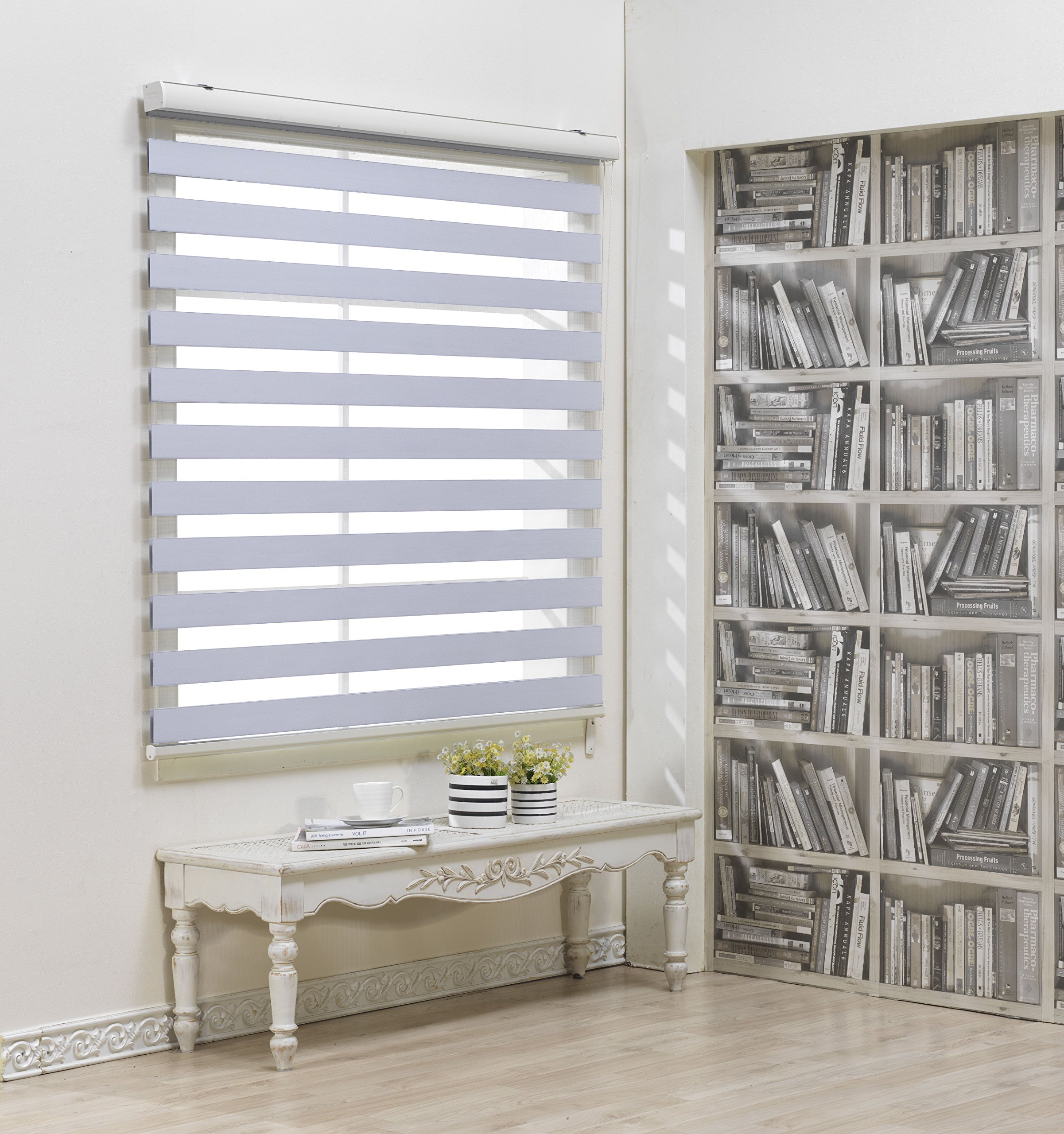 Custom Cut to Size Blackout Zebra Roller Blinds - Cool Grey, 61
