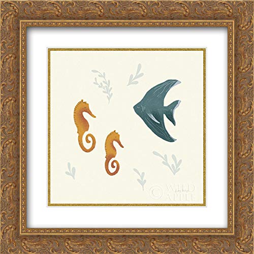 Becky Thorns 15x15 Gold Ornate Framed Double Matted Museum Art Print - Ocean Life Seahorses Painting - Perfect for Living Room, Bedroom & Office Wall Decor